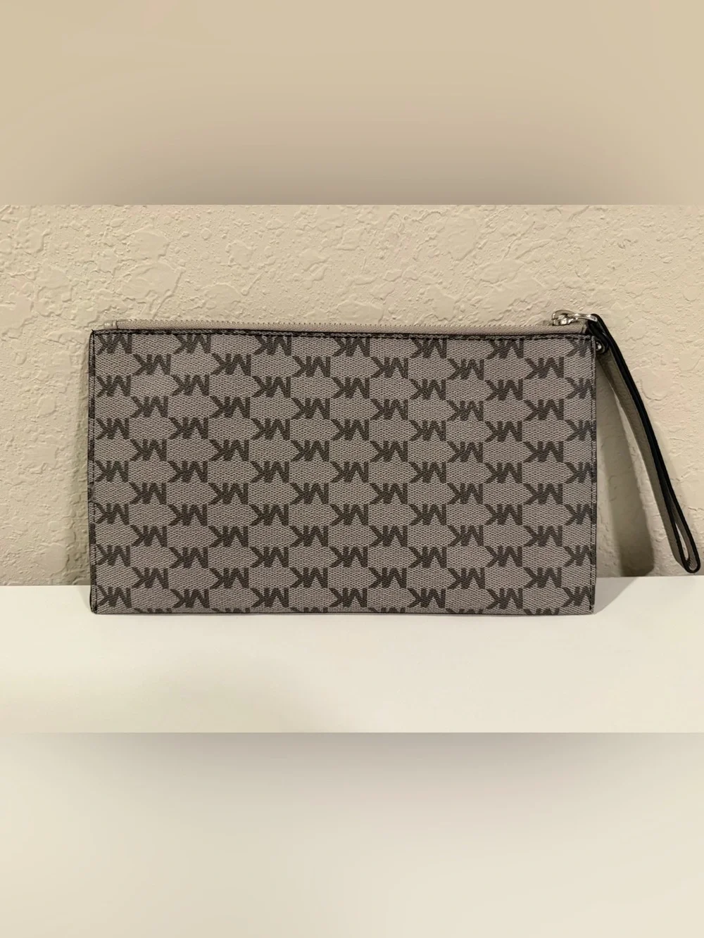 Michael Kors Gray MK Logo Wristlet Clutch